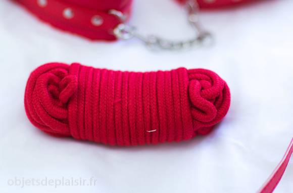 A cotton rope from a BDSM beginner's bondage kit.
